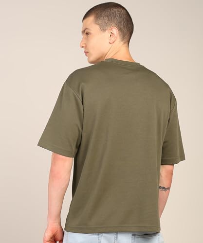 Image of Alan Jones Clothing Men's Oversized Solid T-Shirt | Premium Heavy Fabric | Crew Neck Casual Wear