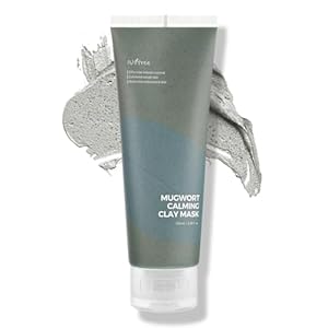 IsNtree Mugwort Calming Clay Mask 100ml, 3.38 fl.oz | Korean Skincare | Deep Pore Cleansing & Sebum Control | Soothing Wash-Off Mask for Sensitive Skin | Exfoliates & Refines Texture
