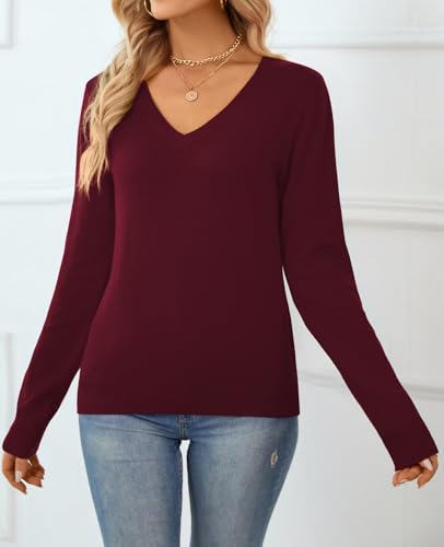Image of QUALFORT Women's 100% Cotton Sweater, Basic Lightweight Long Sleeve Pullover