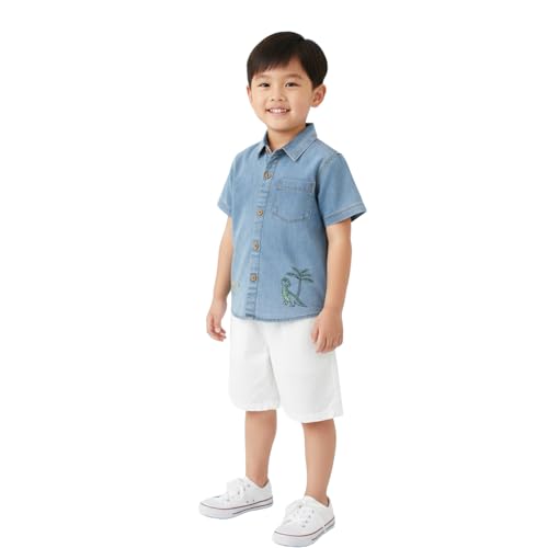 Image of Nautinati Boys Printed Collared Shirt with Shorts Clothing Set | Age 1-5 Years