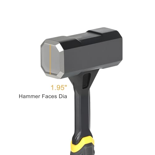 Image of 2lb Sledge Hammer - Heavy Duty Forged Forged One Piece Steel Construction with Fiberglass Handle, Perfect for Demolition, Construction, and Driving Stakes