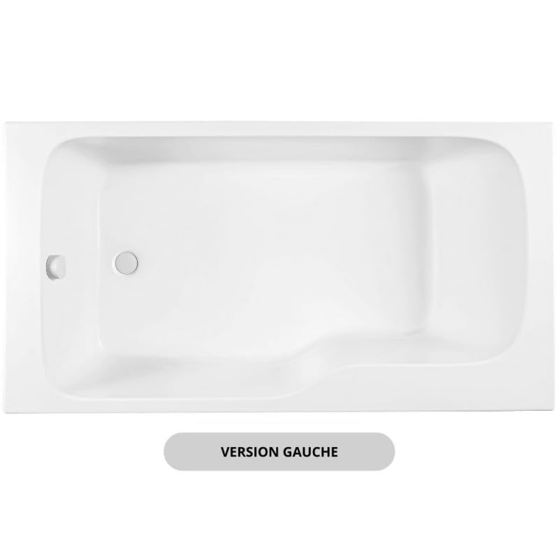 Baignoire bain douche JACOB DELAFON Malice, antidérapant, version Gauche 160x85cm, Blanc mat