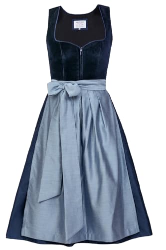Dirndl midi en velours bleu avec tablier pour sublimer toutes les tailles