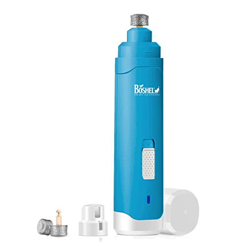 Boshel Dog Nail Grinder + 2 Extra Replacement Diamond Grinder Bits - 2-Speed Rechargeable Electric Dog Nail Grinder for Large Dogs, Small Dogs & Cats, Ultra Quiet, Safe & Comfortable Pet Nail Trimmer
