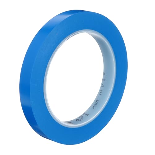 Image of 3M Vinyl Tape 471, Blue, 1 /2 in x 36 yd, 5.2 mil, 1 Roll, Individually Wrapped Conveniently Packaged