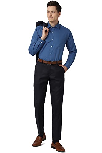 Image of Peter England Men Blue Full Sleeves Formal Shirt