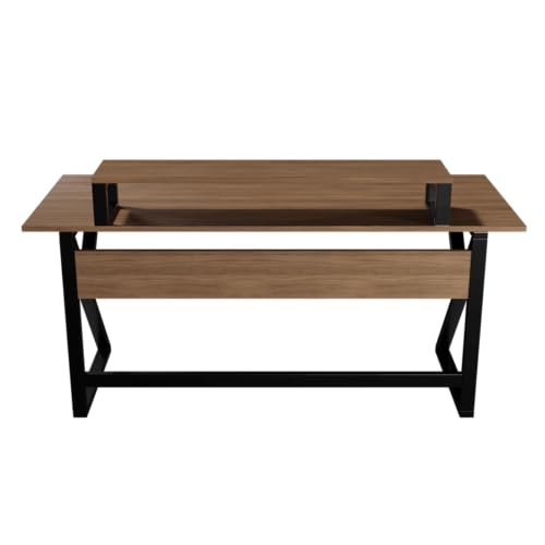 Image of Riyan Luxiwood Meja Computer Table with Top Shelves for Home & Office I Modern Computer Desk Table, Multipurpose Table, Gaming Table, Study Table for Students (Color-Beige)