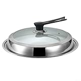 Cubierta para ollas de acero inoxidable con tapa de cristal, apta para woks y...