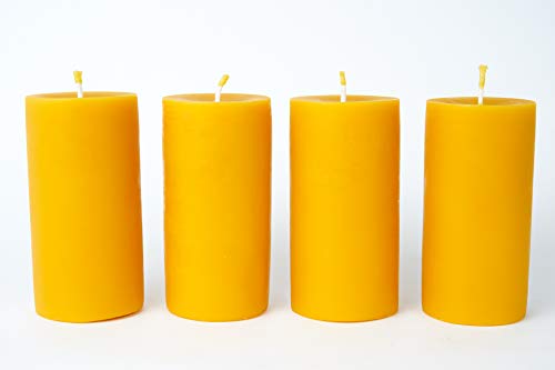 Imkerei Freese 4 bougies piliers (env. 12,5 cm x 6,5 cm) en 100 % cire d'abeille par apiculteur Cover