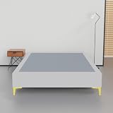 Greaton, 15-Inch Premium Vinyl Material Wood Box Spring/Bed Frame, Durable, Stylish, Multi Colour Options and Comfortable Foundation with Golden Metal Legs, Queen, White