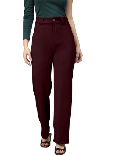 Image of Mehrang Trousers for Women, Formal Pants for Women, Straight Fit Pants