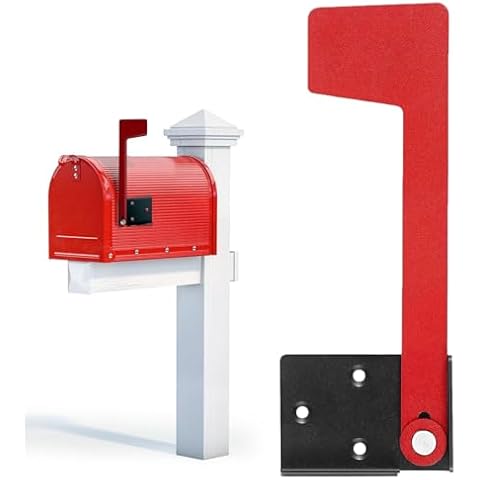 Mailbox Flag Replacement Kit, Galvanized Steel Outside Mailbox Replacement Flag Red Flag for Mailbox for Metal, Brick, Stone, Wood and All Other Surfaces Cover