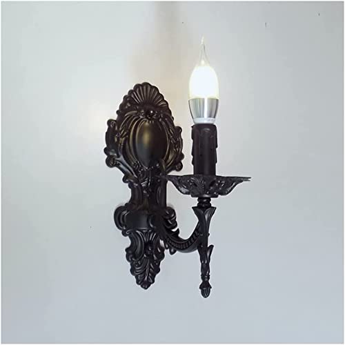 SSNCcNC Vintage Wall lamp Inside European/American Candles Wall lamp Retro Rustic Iron Wall Lighting Antique Bedside lamp for Stairs Hallway Aisle Loft bar Coffee Shop Bedroom E14,A