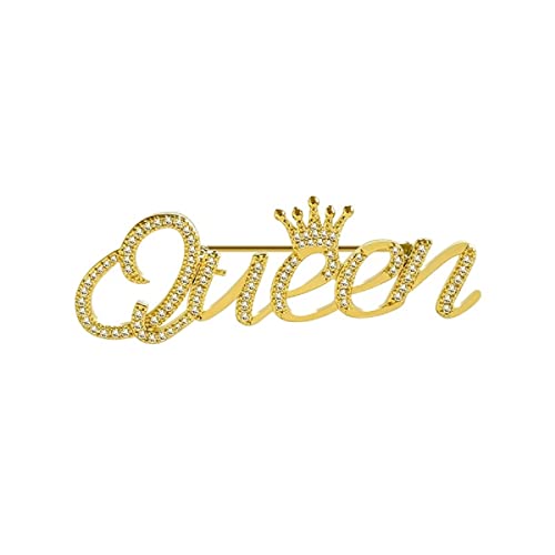 Queen Crown Brooch Pins for Women Girls Party Fashion Feminist Rhinestone Crystal Lapel Pin Accessories