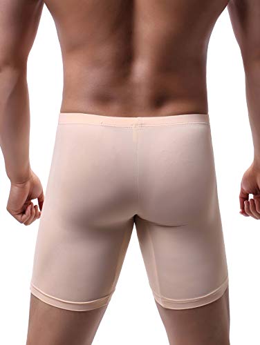 iKingsky Men's Long Leg Boxer No Ride Up Underwear Seamless Front Trunks Stretch Mens Underpanties Great for Sport4