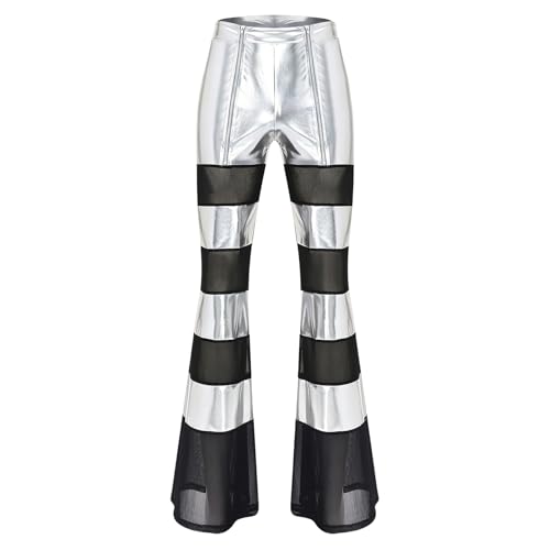 Pantalon de rave confortable en similicuir évasé taille haute
