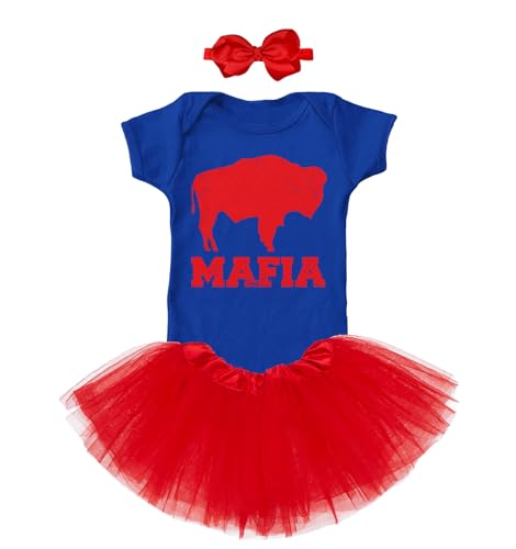 Buffalo Mafia - State Proud Strong Pride Sports Baby Bodysuit + Tutu Skirt + Bow Headband Set2