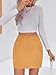 Wenrine Womens Corduroy Mini Skirt High Waisted Basic Casual A-line Short Skirts Orange