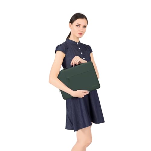 Image of MOSISO Laptop Case 13.3 inch, 13-13.3 inch Laptop Sleeve with Handle Compatible with MacBook Air /Pro 13 /Pro 14 M5 M4 M3 M2 M1,HP Dell ASUS Lenovo, Polyester Multifunctional Computer Bag,Midnight Green
