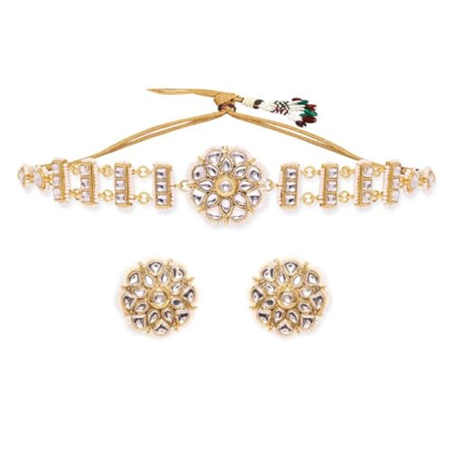 Rubans Ethereal Elegance 22K Gold Plated Kundan and Pearl beaded Choker jewelry Set For Women (B0D6RTNPC1) Amazon Price History, Amazon Price Tracker