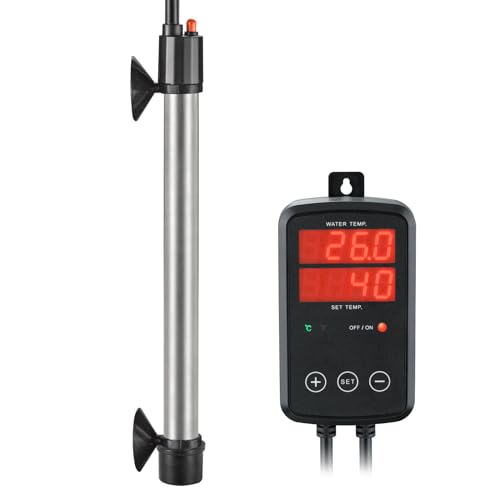 Titan Aquarium Heizung 500W, Tauchbare Aquarium Heizstab mit LED-Digitaler Temperaturregler, 0℃~40℃ Einstellbar, Geeignet für 250l - 350l Salzwasser Süßwasser Aquarien Schnelle Heizung, MX-9016(500W)