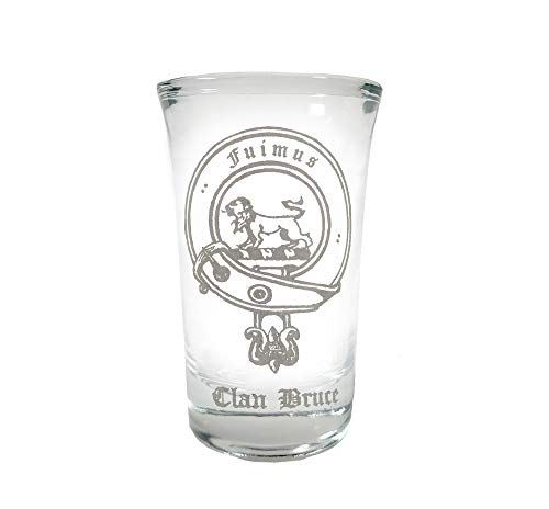 Bruce Scottish Family Clan Crest Shot Glass 2oz - Free Personalized Engraving, Celtic Decor, Scottish Glass