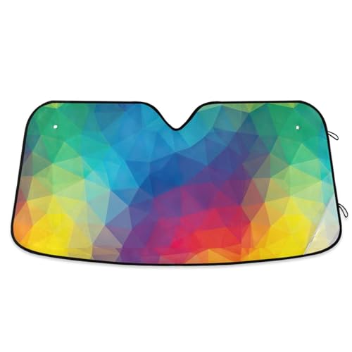 Parasol para parabrisas de coche, diseño geométrico de arco iris, cubierta plegable para ventana delantera, parasol UV para coche, 53 x 23.5 pulgadas