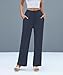 NILOUFO Women Summer Casual High Waist Wide Leg Pants Fashion Lightweight Flowy Boho Beach Palazzo with Pockets(Navy Blue, Medium)