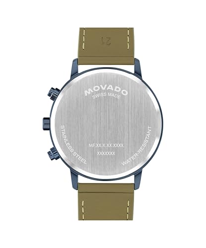 Movado Face Watch - Swiss Quartz Chronograph, Leather Strap - Classic, Timeless Luxury Fashion Timepiece for Him or Her - 43mm3