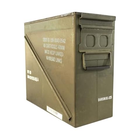 Metal Ammo Storage Box Holder Box (Olive Drab Green) - M548 20mm Ammo Can w/Front Metal Latch, Swing-Out Handle – Ideal Ammo Can Surplus - Waterproof Tool Boxes for Ammo & Emergency Supplies Cover