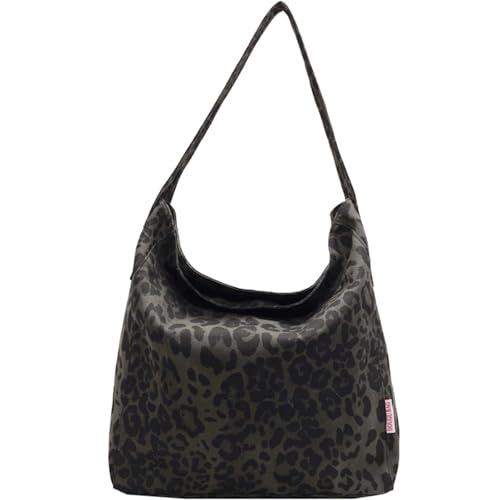 Canvas Hobo Bag Leopard Print Casual Shoulder Messenger Bag Stachel Tote Bag Travel Daypacks