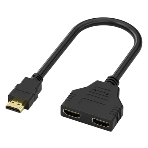 Dual HDMI Adapter for 2 Monitors HDMI Splitters 1 in 2 Out Male to Double Female HDMIs Adapter for TV LCD DVD HDTV Player Projector Dual Monitors (Black)