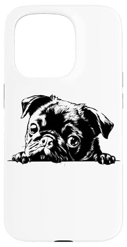 Cute Funny Retro Vintage Logo Happy Black Pug Dog Lover �X�}�z�P�[�X iPhone 15 Pro �p
