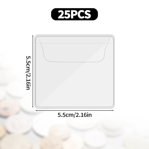 25 Stück Einzelne Münztaschen, Klare Plastik-Münzhalter Schutztaschen Kleine Beutel für Währungsnoten Sammler