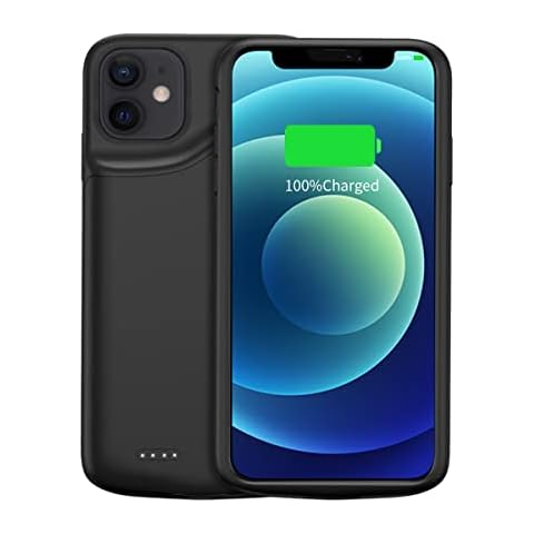 YISHDA Battery Case for iPhone 12 Pro/ iPhone12 (6.1 inch), 6000mAh Protective Charging Case Compatible with iPhone 12 Pro & iPhone 12 Portable Rechargeable Extended Battery Charger Case, (black Cover