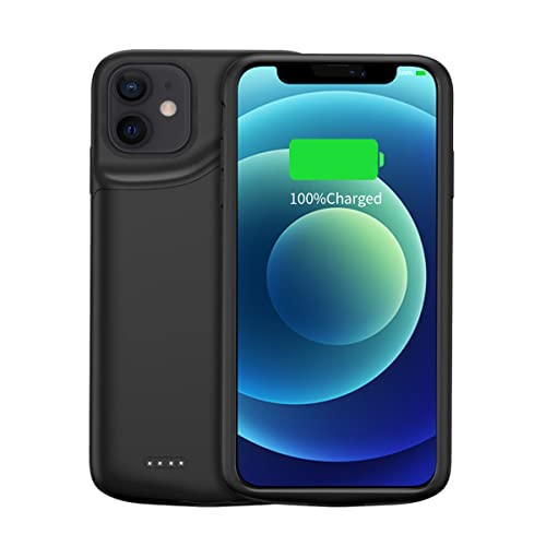 YISHDA Coque de protection avec batterie pour iPhone 12 Pro/iPhone 12 (6,1"), 6000 mAh, compatible avec iPhone 12 Pro et iPhone 12, noir Cover