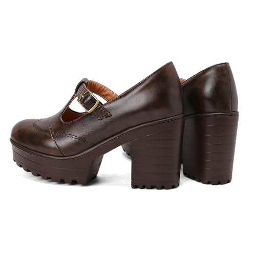 UFEDO Comfortable Platform Mary Janes for Women Chunky Heel Pumps3