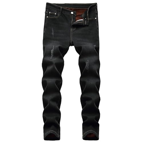 Maiyifu-GJ Men's Fleece Lined Jeans for Men Winter Warm Lined Jeans Mens Skinny Slim Fit Stretch Denim Pants