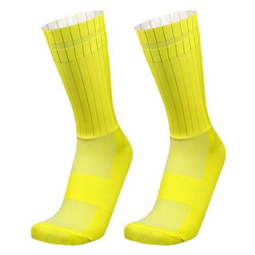 BULBEAWICK Pro Aerodynamics Socks Elastic Anti-Slip Men's Outdoor Sports Bicycle Accessories Cycling Socks(Yellow)