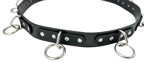 Bondage Belt Punk Rock Star Metal Silver Ring Full Grain Cowhide Leather Belt USA4