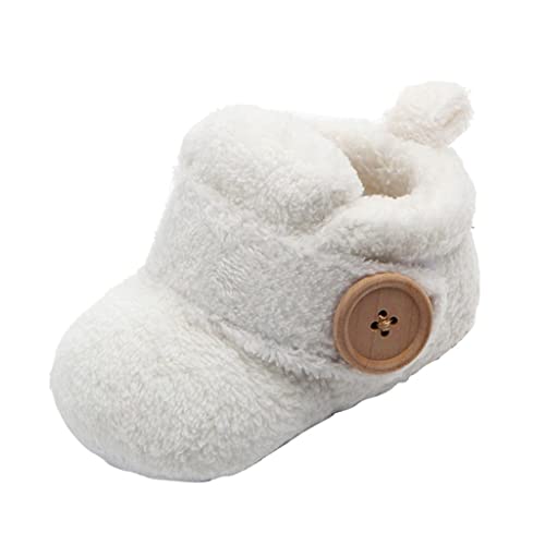 Losa Baby Soft Cloth Sole Shoes Winter Warm Toddler Shoes 9-15Months White