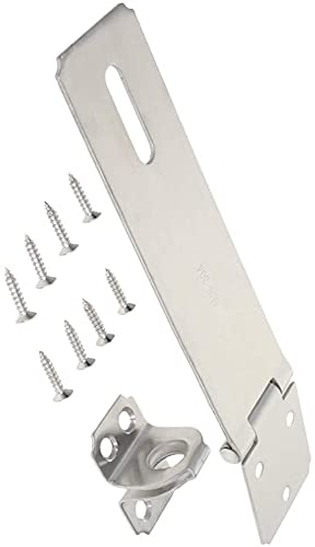 Yinpecly 1PCS 200mm Length Padlock Staple 201 Stainless Steel Safety Hasp Fixed Eye Heavy Duty Hasp Brushed Finish Door Latch Lock Silver