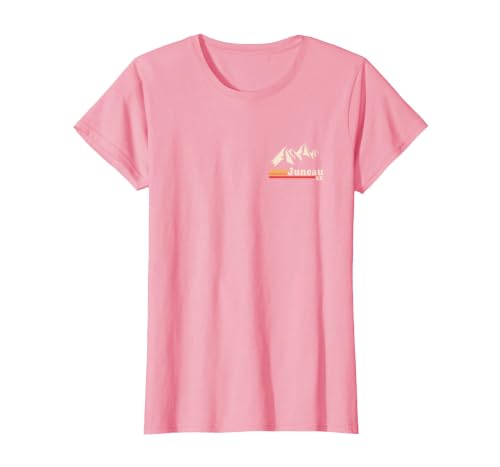 Retro Juneau Alaska AK Mountain T-Shirt, Women, Pink, X-Large
