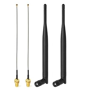 Bingfu Dual Band WiFi 2.4GHz 5.8GHz 6dBi RP-SMA Male Aerial Antenna,15cm IPEX IPX U.FL to RP-SMA Female Cable (2-Pack…