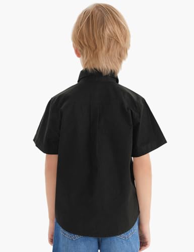 Spring&Gege Boys' Short Sleeve Button Down Shirts for Kids Woven Solid with Two Pockets2