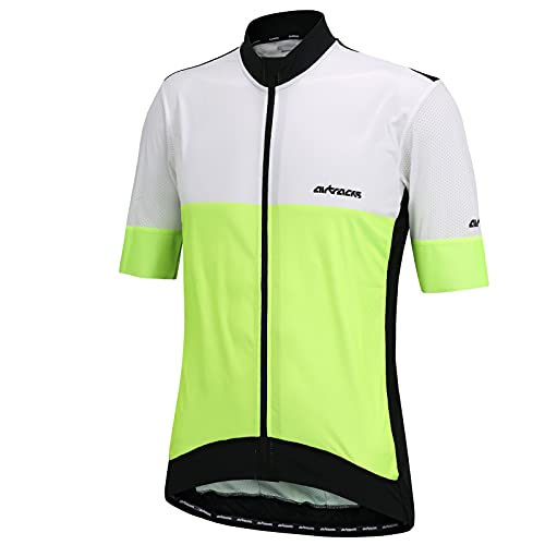 Airtracks Maillot de ciclismo de manga corta Pro Team Line III - Jersey - Transpirable - Secado rápido - Reflectores, Color blanco neón., M Cover