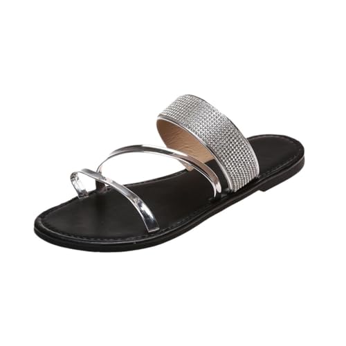 HBJWOV Large Size Sandals Women's Rhinestones Outdoor Breathable Rhinestones Casual Cool Shoes