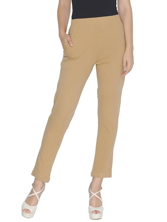 Cotton Stretch Kurti Pants Full Length for Women | Breathable, Mid Rises – Comfortable Long Trousers for Casual, Office & Everyday Wear-image-49