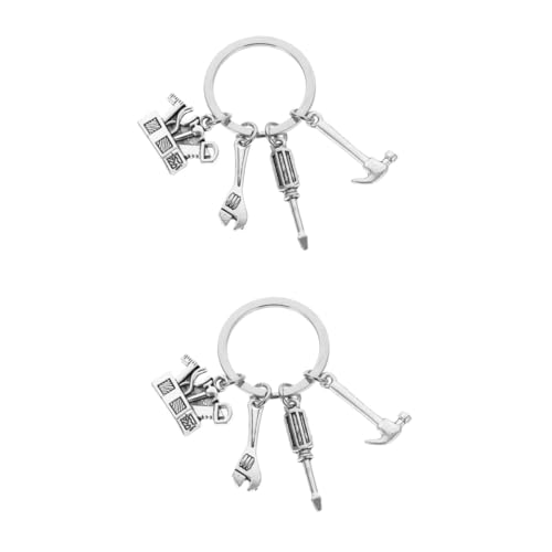FRCOLOR Lot De 2 Porte-Clés Pour Boîte À Outils Tournevis Dynamométrique Chaînes Clé Mignonne Marteau Tournevis De Poche Accessoires Porte-Clés Utilitaires Porte-Clés Amusants En