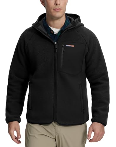 Pioneer Camp Men's Sherpa Fleece Full Zip Up Jacket with Hood